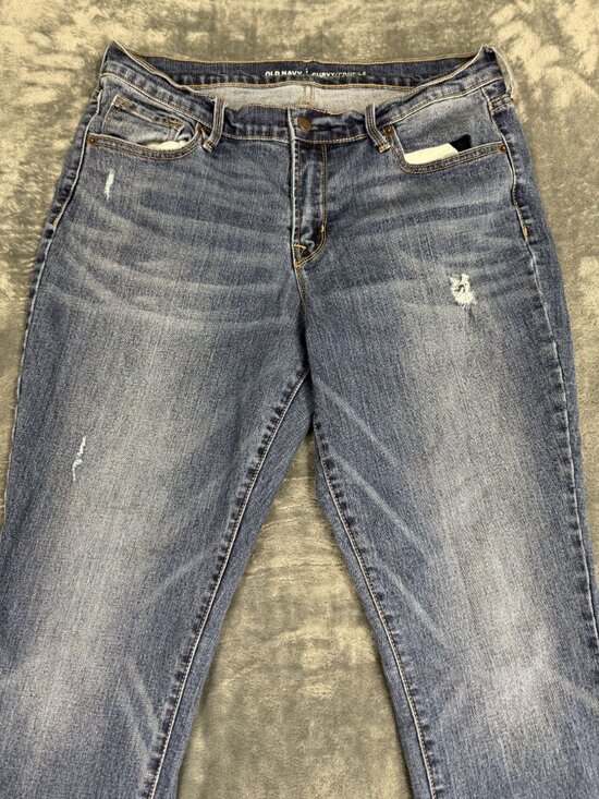 Old Navy Womens Curvy Skinny Jeans Size 12 Blue Distressed Denim - Picture 7 of 12